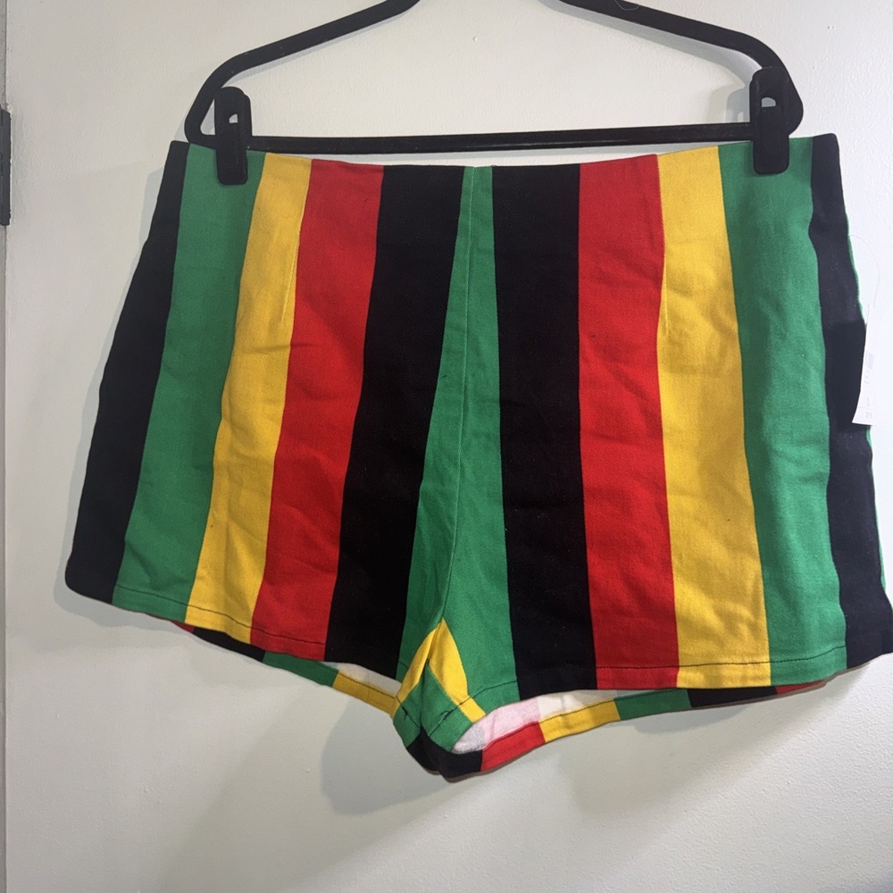 Forever 21 Plus Sz 2x Rasta Colorful Striped Shorts Festival